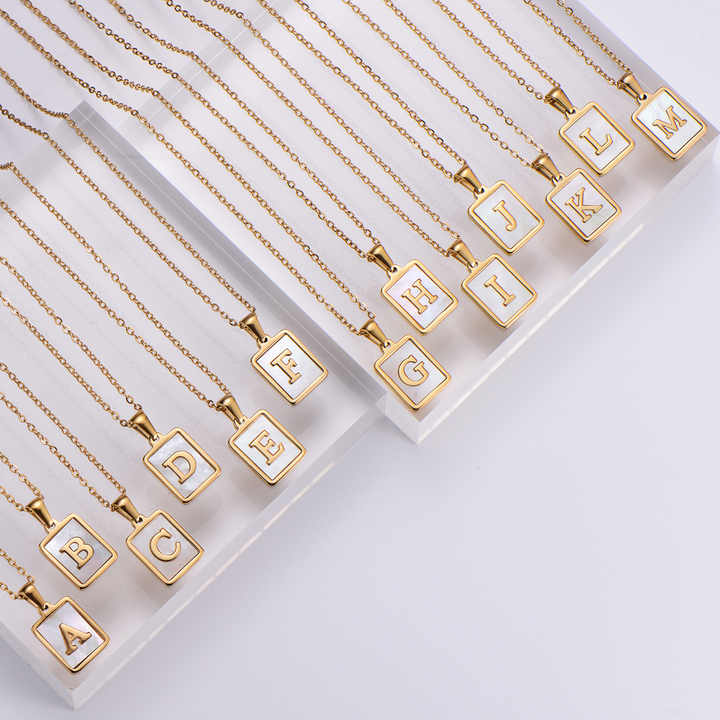 Square Initial Necklace