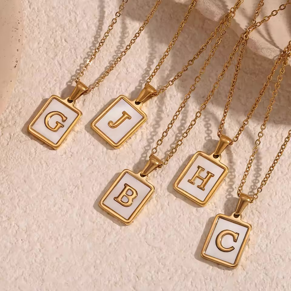 Square Initial Necklace